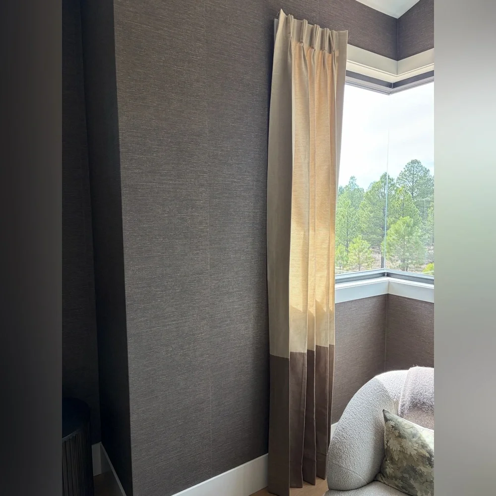 Thomasville Two-Tone Upholstery Fabric Drapes, 98”x18.5”, SET OF 2, LIKE NEW